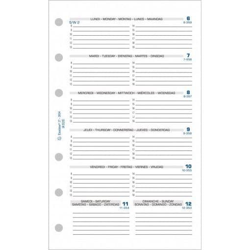 Veckopåfyllning - EXACOMPTA - Exatime 17 - 10,5x17,2 cm - 1 vecka per sida - Imprim'Vert®