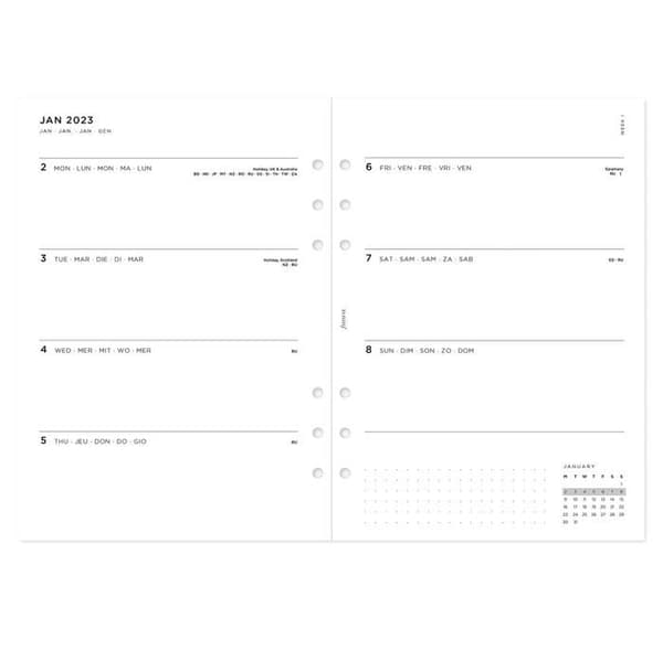Agenda - arrangör - Filofax refill - 23-68590 - A5 Minimal Week på två sidor 2023 Dagbok, Vit ()