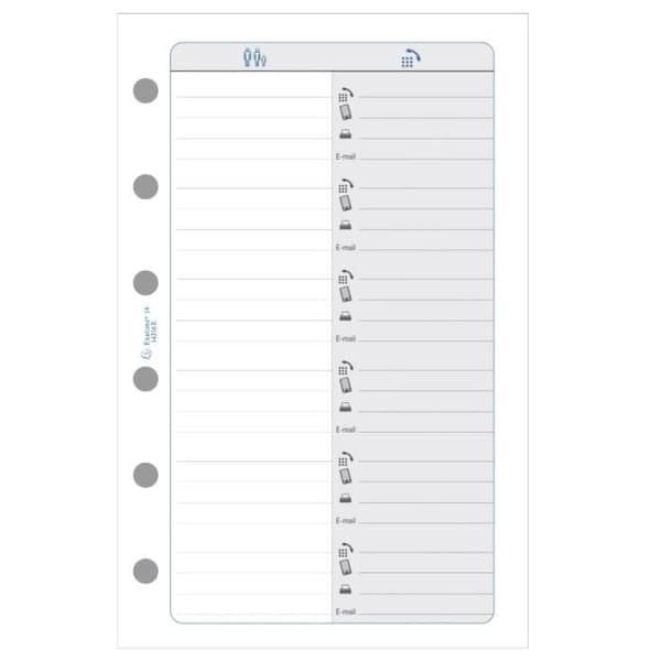 Fyll på telefonadressblad - Exacompta - Exatime 14 - 32 ark - 12,6 x 8,1 cm - Vitt papper