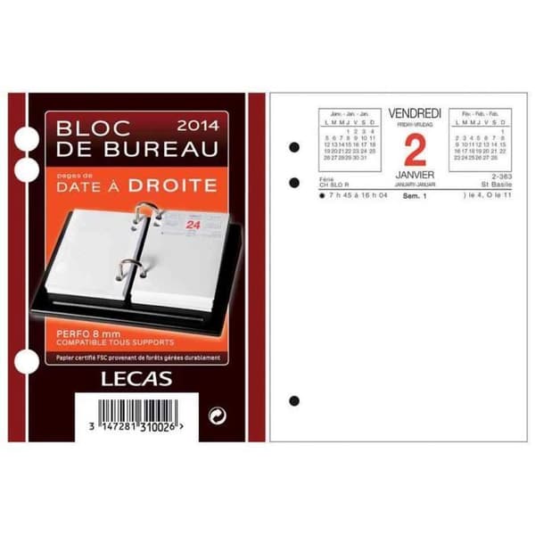 Refill Block Ephemeris 2014 Date Right 8.5