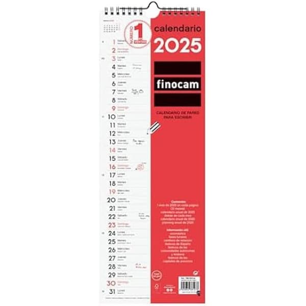 Väggkalender - FINOCAM - 2025 - Spanska - 12 månader - 120 g/m² papper