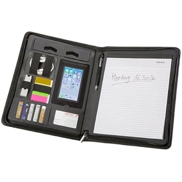 A4-dokumentportfölj - GENIE - München - Extra tunn - Hållbar - Nylon med läderlook