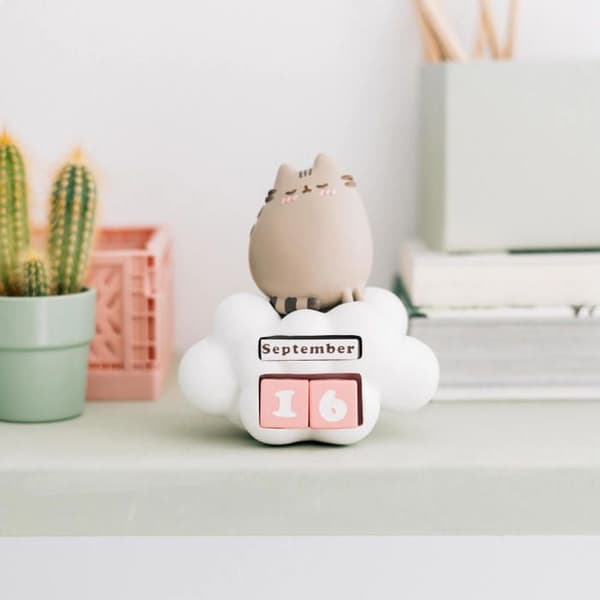 Ett 3D evighetskalender - Pusheen - Purrfect Love - Handmålad resin - Utbytbara kuber - Unisex