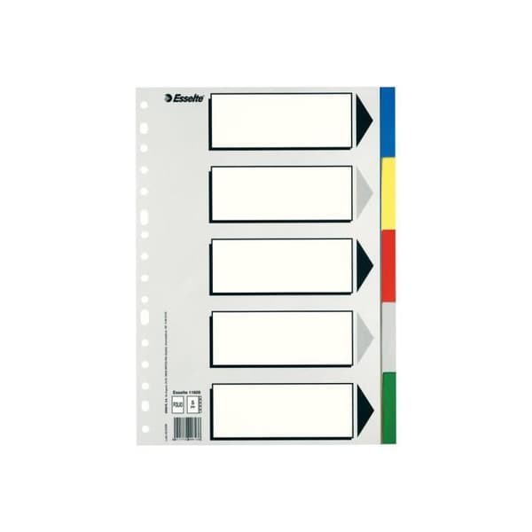 Esselte Eco 613 5 Position Divider Tab Folio Assorted Colors