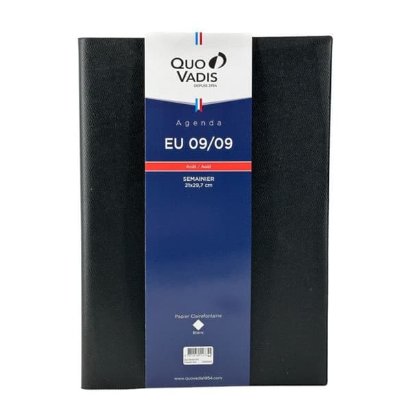 Veckoplanerare - Quo Vadis - EU 09/09 - 21x29,7 cm - Vinylöverdrag - Impala Black