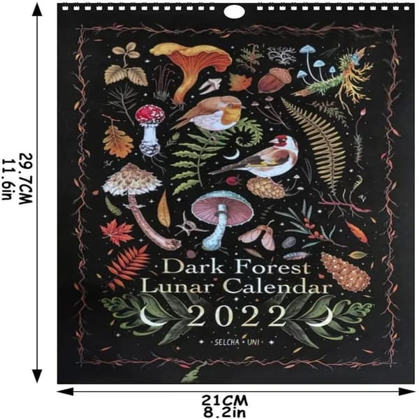 Mörk Skog Kalender, Retro Stil, Belagt Pappersmaterial,svart