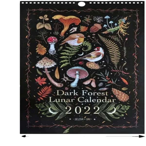 Mörk Skog Kalender, Retro Stil, Belagt Pappersmaterial,svart