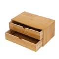 Miniatyrbillede 1 af 2: Bambus Skrivebordsorganisator, 2 Skuffer, Bordplade, Minimalistisk Design,Træfarve