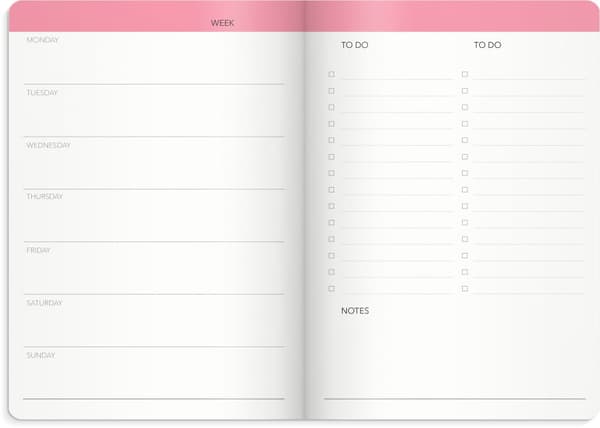 Kalender A5 odaterad Rosa, Burde