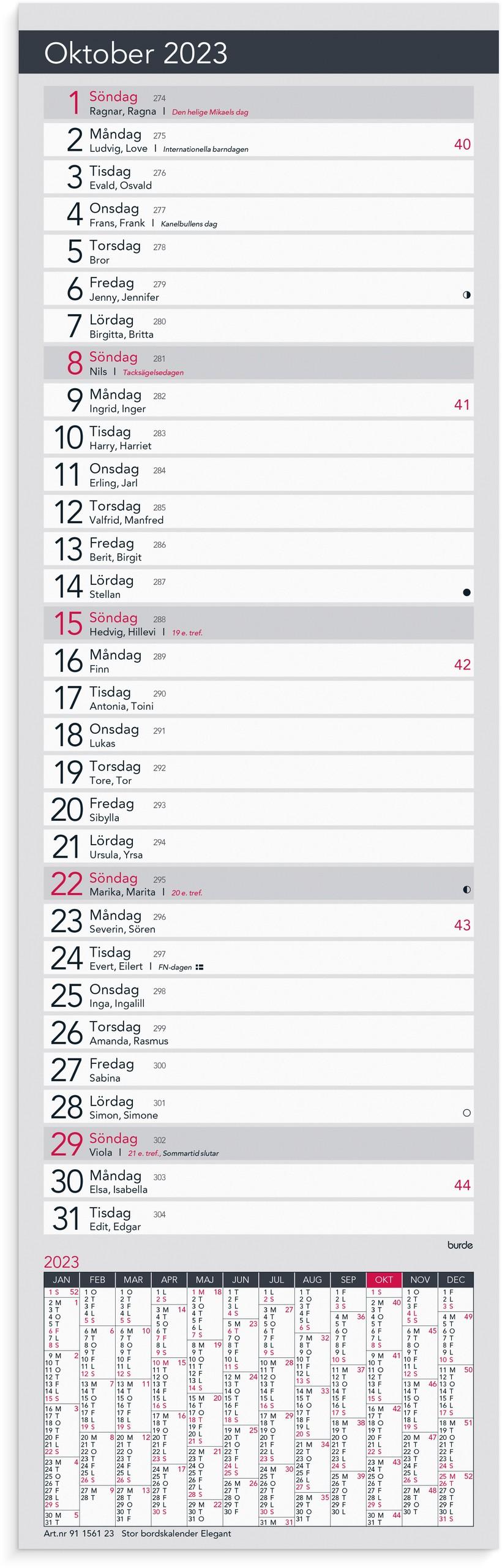 Kalender 2023 Stor Bordskalender Elegant Burde