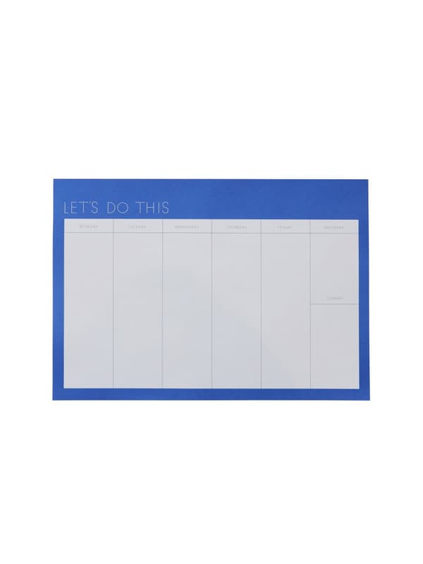 Veckoplaneringsblock Blue Design Letters