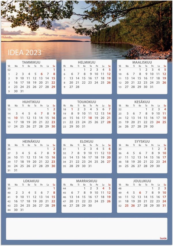 Kalenteri Seinälehti Idea 2023 Burde