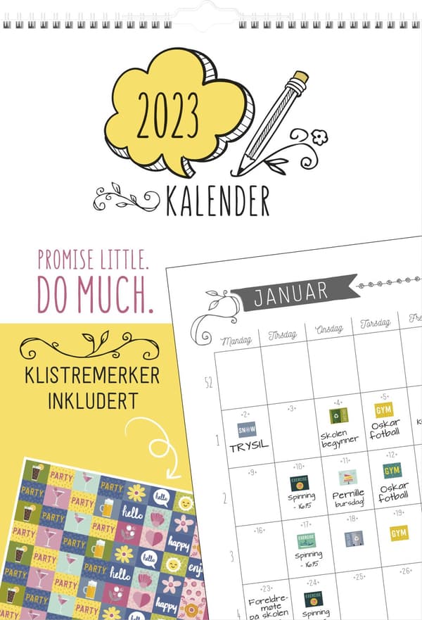 Veggkalender A3 2023 Doodle Greig