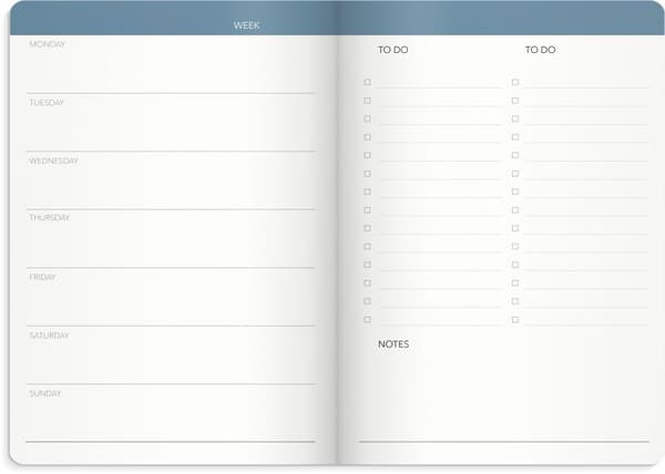 Kalender A5 udatert Blå, Burde