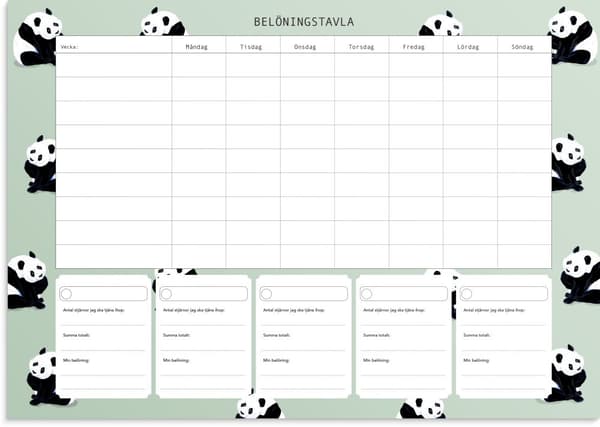 Belöningskalender för barn, 25 ark, Burde