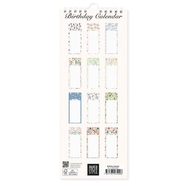 Födelsedagskalender Vägg Paperstyle