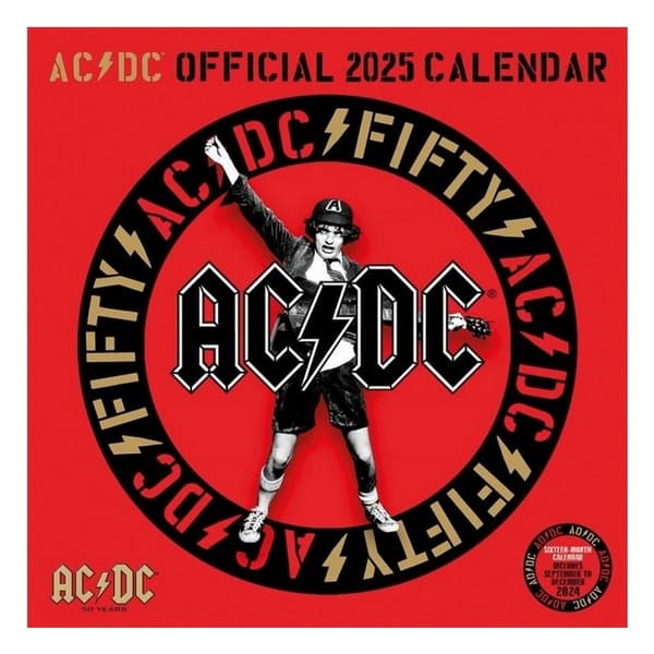 AC/DC 2025 Square Calendar Red/Black One Size