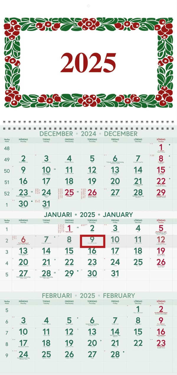 Väggkalender Lingontriss 2025 Almanacksförlaget