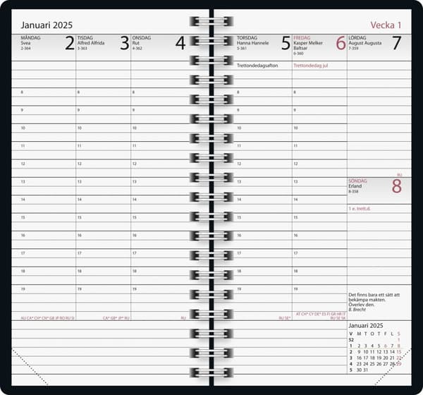 Kalender Manager Svart 2025 Skinn Almanacksförlaget