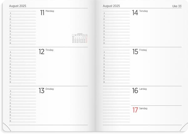 Kalender 2025 A5 Leo Lite Sort Grieg