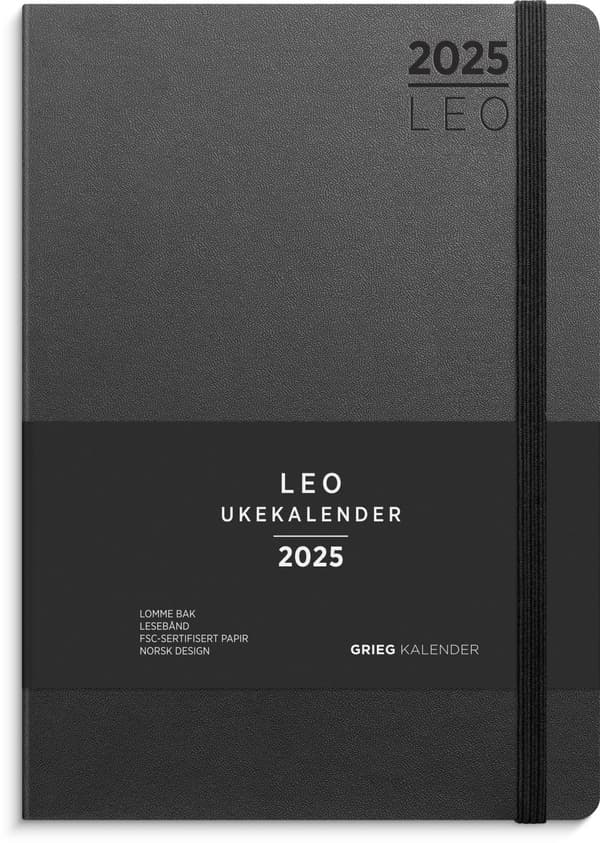 Kalender 2025 A5 Leo Lite Sort Grieg