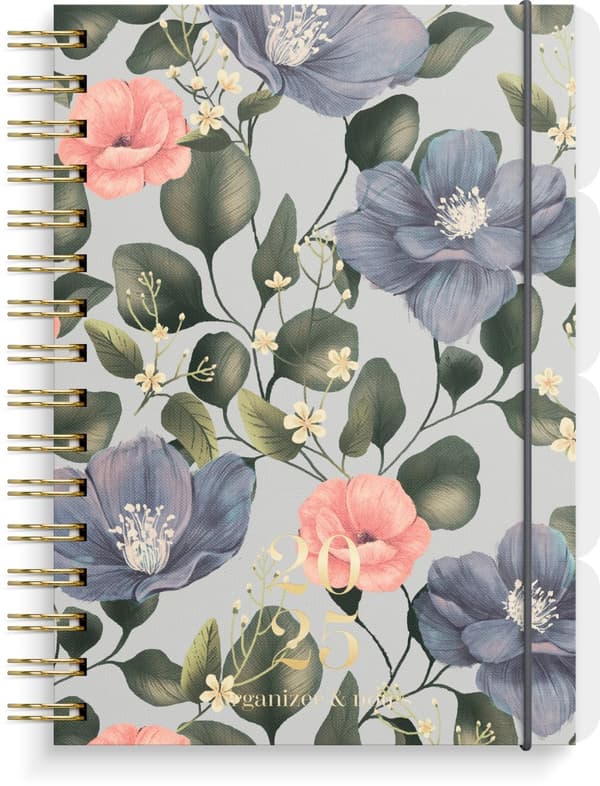 Kalender 2025 A5 Leo Organizer & Notes Blomst Grieg