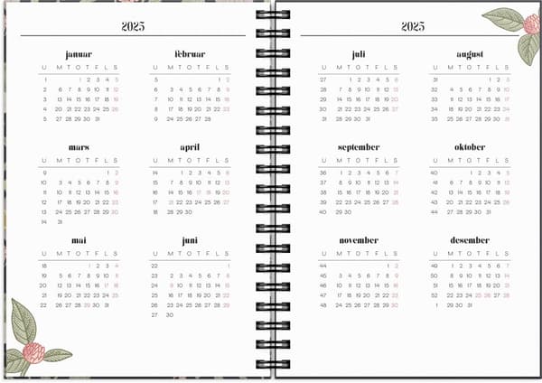 Kalender 2025 A6 Life Planner Floral Grieg