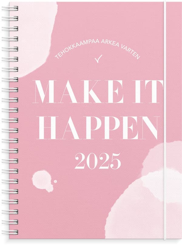 Kalenteri 2025 A5 Make It Happen Pink Burde