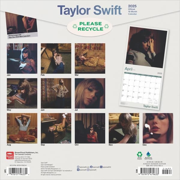Taylor Swift 2025 Square Wall Calendar
