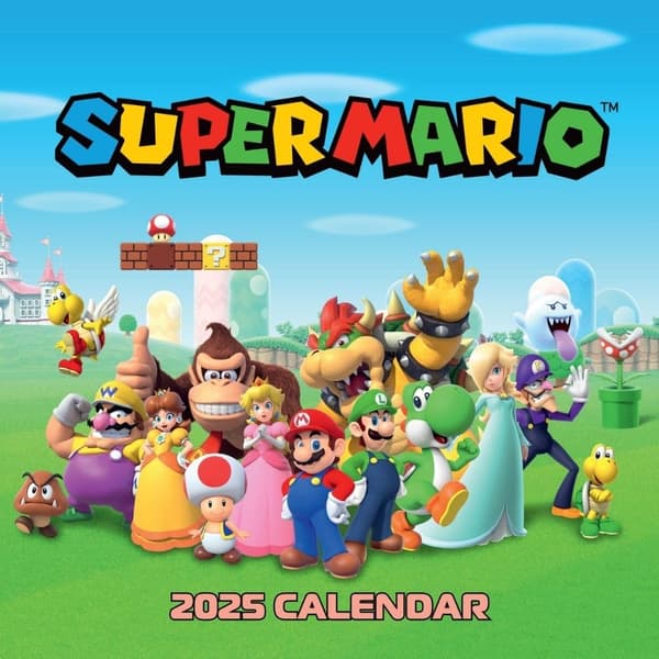 Super Mario 2025 Square Wall Calendar Multicoloured 30cm x 30cm