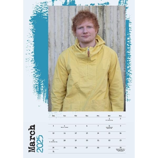 Ed Sheeran 2025 A3 Väggkalender