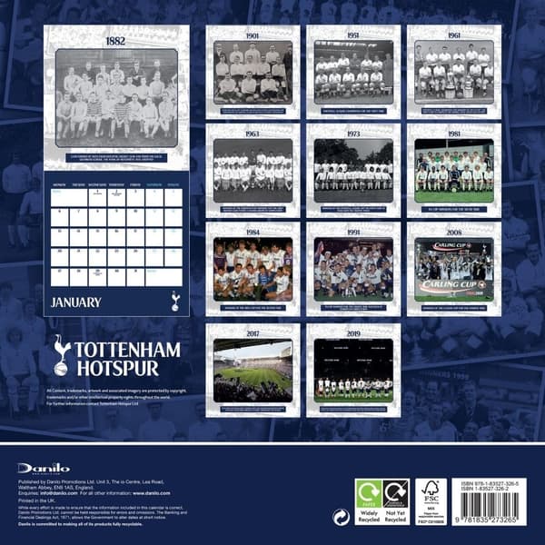 Tottenham Hotspur FC Legends 2025 Kvadratisk väggkalender