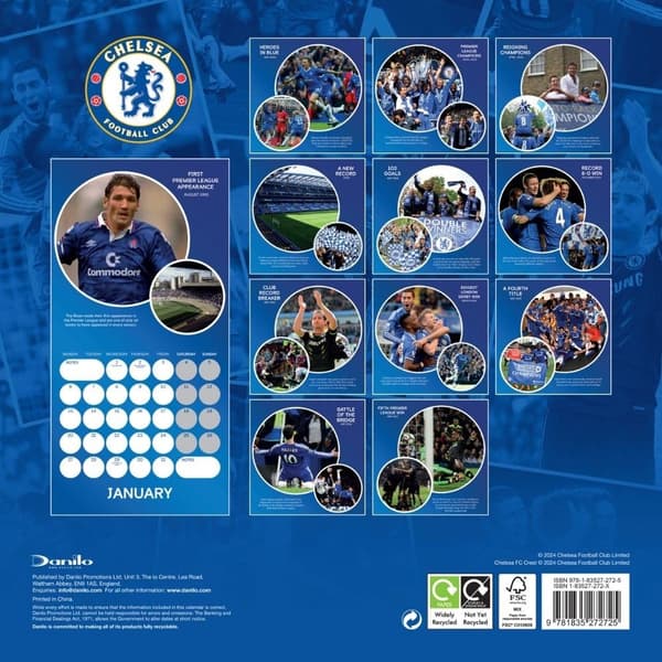 Chelsea FC Legends 2025 Kvadratisk väggkalender