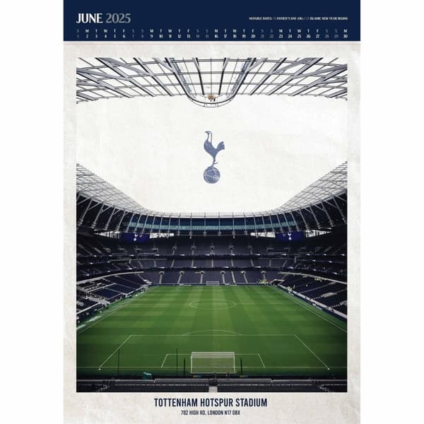 Tottenham Hotspur FC Collectors Edition Deluxe 2025 Wall Calendar