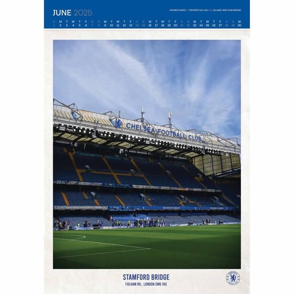 Chelsea FC Collectors Edition Deluxe 2025 Wall Calendar