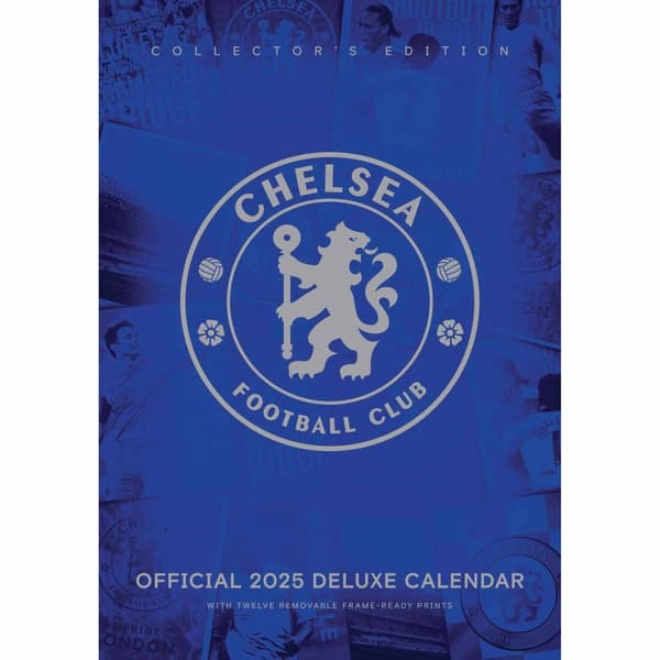 Chelsea FC Collectors Edition Deluxe 2025 Wall Calendar Blue/Red/Gold 42cm x 30cm