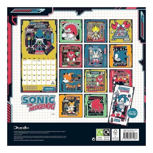 Sonic The Hedgehog 2025 Square Wall Calendar
