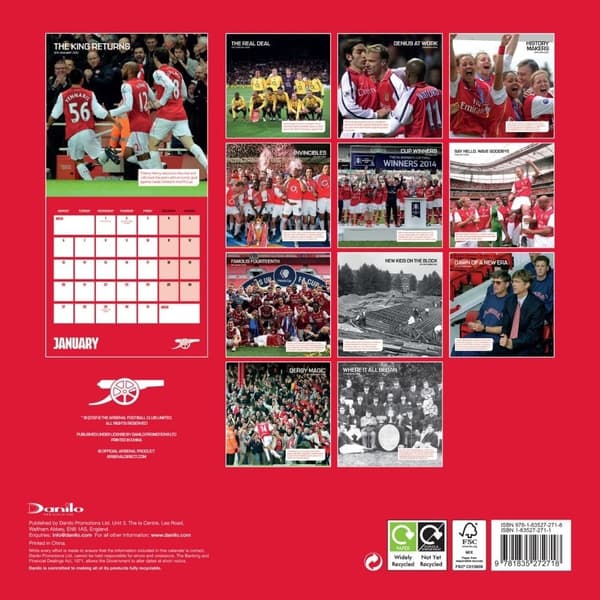 Arsenal FC Legends 2025 Square Wall Calendar