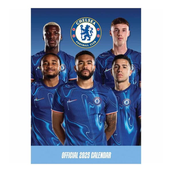 Chelsea FC 2025 A3 Wall Calendar Blue/White One Size