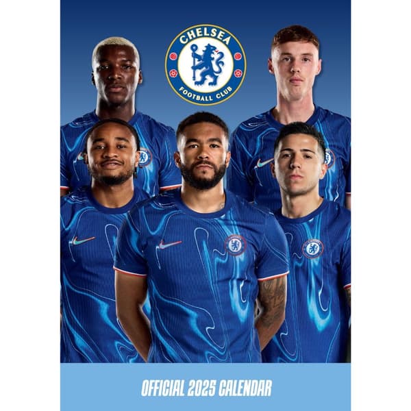 Chelsea FC 2025 A3 Wall Calendar Blue/White One Size
