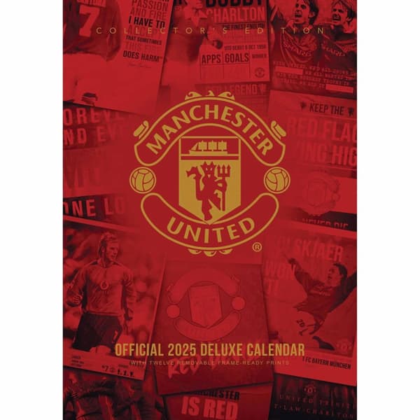 Manchester United FC 2025 Väggkalender Red/Yellow 30cm x 42cm
