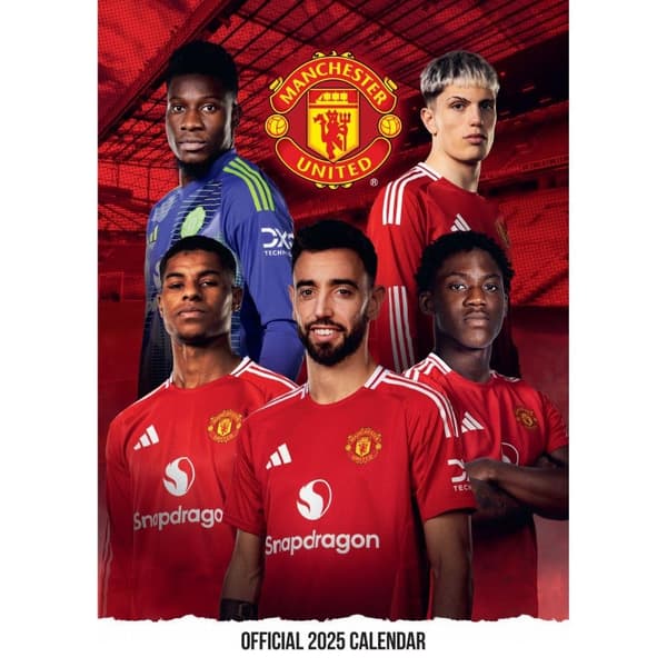 Manchester United FC 2025 A3 Wall Calendar Red/White/Yellow One