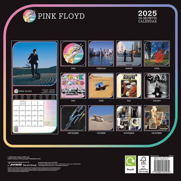 Pink Floyd 2025 Kvadratisk väggkalender