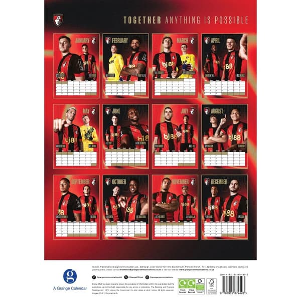 AFC Bournemouth 2025 A3 Väggkalender