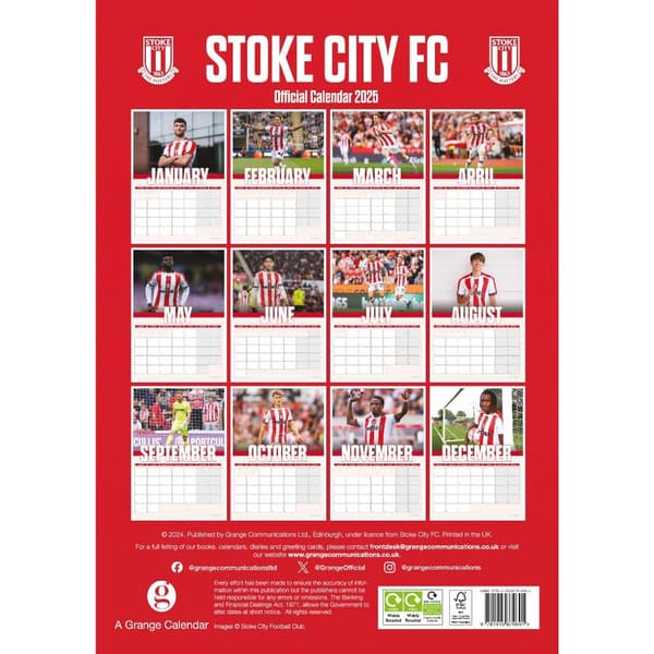 Stoke City FC 2025 A3 Wall Calendar