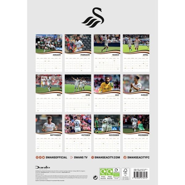 Swansea City AFC 2025 A3 Wall Calendar