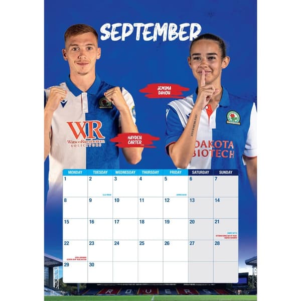 Blackburn Rovers FC 2025 A3 Wall Calendar