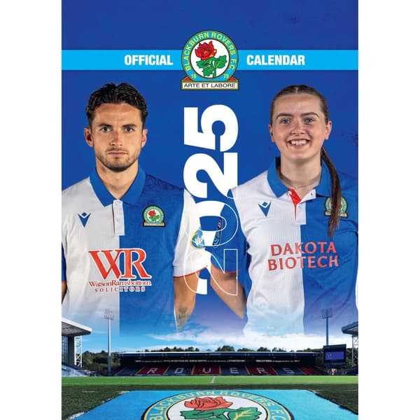 Blackburn Rovers FC 2025 A3 Wall Calendar Blue/White One Size