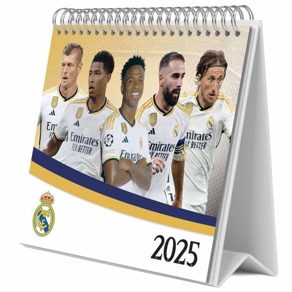 Real Madrid CF 2025 Desktop Calendar Yellow/Blue/Red One Size