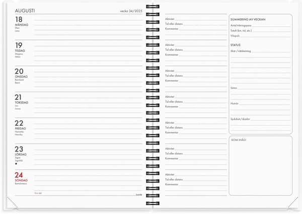 Kalender 25/26 A5 Träningskalender 2i1 Burde